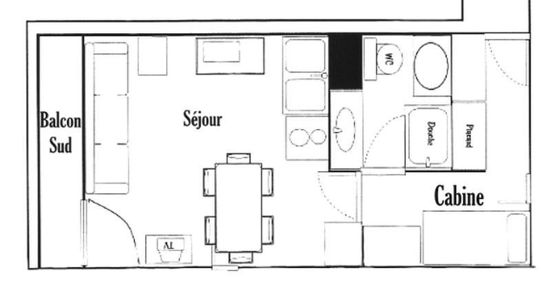 Vacances en montagne Studio coin montagne 4 personnes (415) - Résidence le Village 4 - Les Saisies - Plan