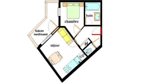 Urlaub in den Bergen 2-Zimmer-Appartment für 4 Personen (E304) - Résidence les Alpages - Val Cenis - Plan