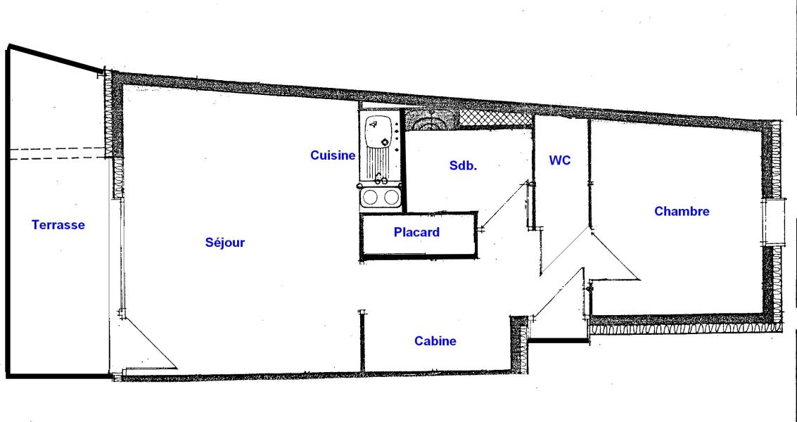 Каникулы в горах Апартаменты 2 комнат 6 чел. (033) - Résidence les Brimbelles - Les Saisies - план
