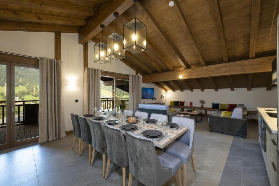 Urlaub in den Bergen 5-Zimmer-Appartment für 10 Personen (Prestige) - Résidence Les Chalets Láska - Les Contamines-Montjoie - Essbereich