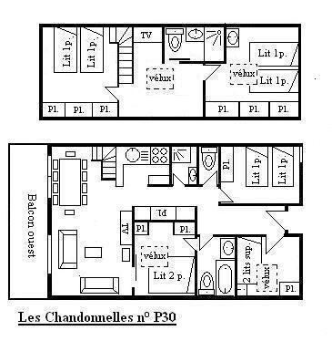 Vacances en montagne Appartement 6 pièces 10 personnes (30) - Résidence les Chandonnelles II - Méribel - Plan