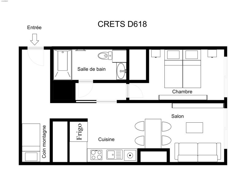 Каникулы в горах Апартаменты 2 комнат 6 чел. (618) - Résidence les Crets - Méribel-Mottaret - план