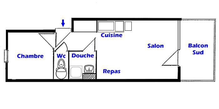 Holiday in mountain resort 2 room apartment 5 people (110) - Résidence les Epervières - Les Saisies - Plan