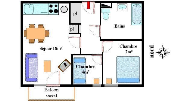 Каникулы в горах Апартаменты 3 комнат 5 чел. (10) - Résidence les Essarts - Val Cenis - план