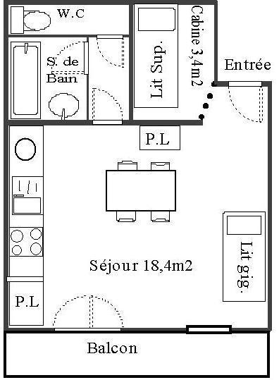 Vacaciones en montaña Apartamento cabina para 4 personas (55) - Résidence Les Fleurs - Aussois - Plano