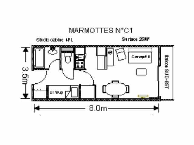 Vacaciones en montaña Estudio para 4 personas (C1) - Résidence les Marmottes - Gourette - Plano