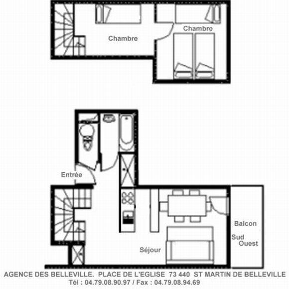 Vacanze in montagna Appartamento su due piani 2 stanze con cabina per 6 persone (D18) - Résidence les Murgers - Saint Martin de Belleville - Mappa