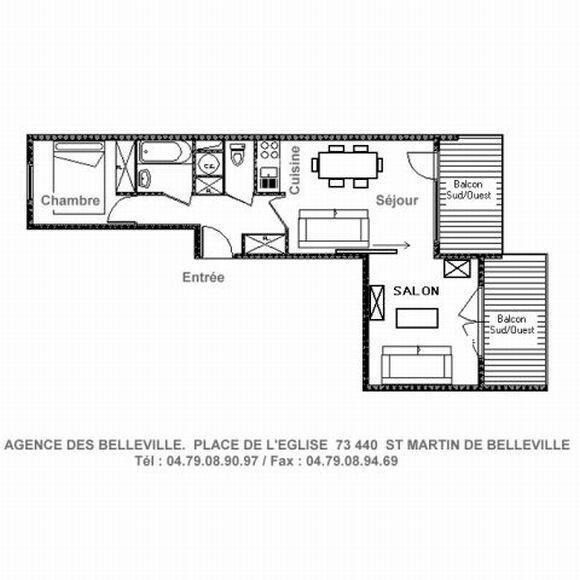 Vacanze in montagna Appartamento 2 stanze con cabina per 6 persone (B7) - Résidence les Murgers - Saint Martin de Belleville - Mappa