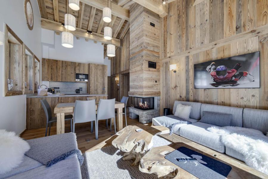 Urlaub in den Bergen 4-Zimmer-Holzhütte für 6 Personen (RIVES 6) - Résidence les Rives de l'Isère - Val d'Isère - Wohnzimmer