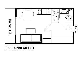 Каникулы в горах Квартира студия для 3 чел. (C3) - Résidence les Sapineaux - Méribel