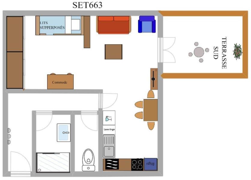 Каникулы в горах Квартира студия со спальней для 4 чел. (663M) - Résidence les Sétives - Aussois - план