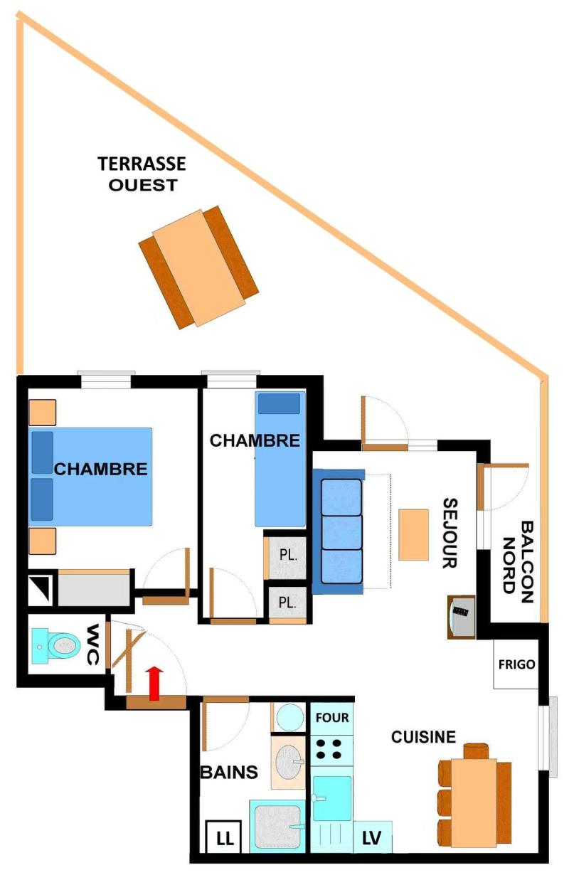 Vacanze in montagna Appartamento 3 stanze per 6 persone (007) - Résidence les Sports - Aussois - Mappa