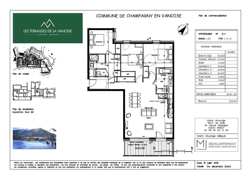 Vacances en montagne Appartement 4 pièces coin montagne 8 personnes (B11) - Résidence les Terrasses de la Vanoise - Champagny-en-Vanoise - Plan