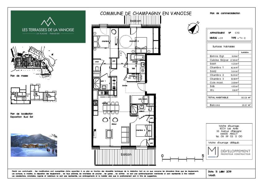 Vacances en montagne Appartement 4 pièces coin montagne 8 personnes (C13) - Résidence les Terrasses de la Vanoise - Champagny-en-Vanoise - Plan