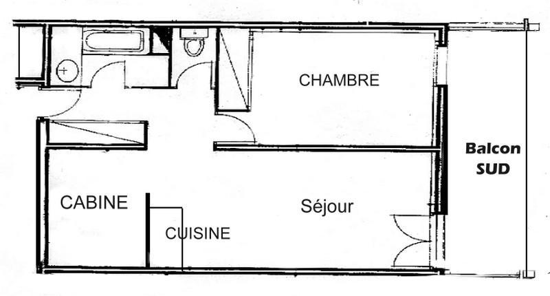 Holiday in mountain resort 2 room apartment cabin 6 people (017) - Résidence Lezette 1 - Les Saisies - Plan