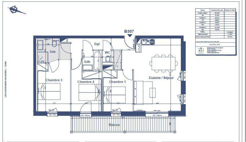 Urlaub in den Bergen 4-Zimmer-Appartment für 7 Personen (G461) - Résidence Lumi - Valmorel - Plan