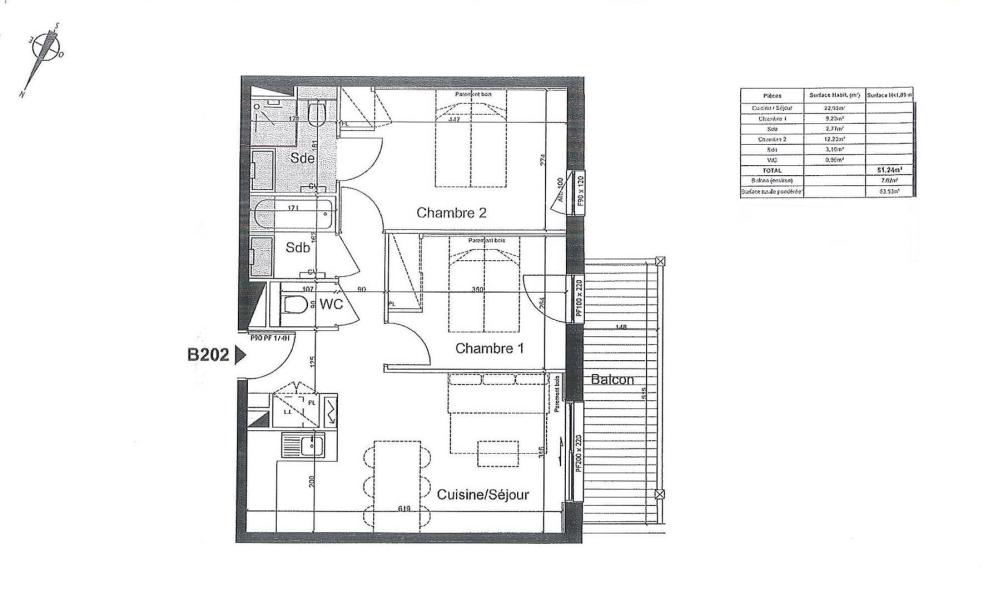 Holiday in mountain resort 3 room apartment 6 people (G463) - Résidence Lumi - Valmorel - Plan
