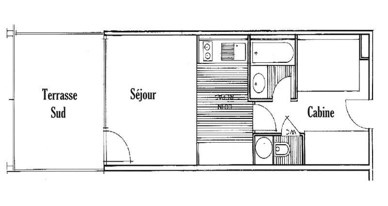 Wakacje w górach Studio z alkową 5 osób (123) - Résidence Mont Blanc A - Les Saisies - Plan