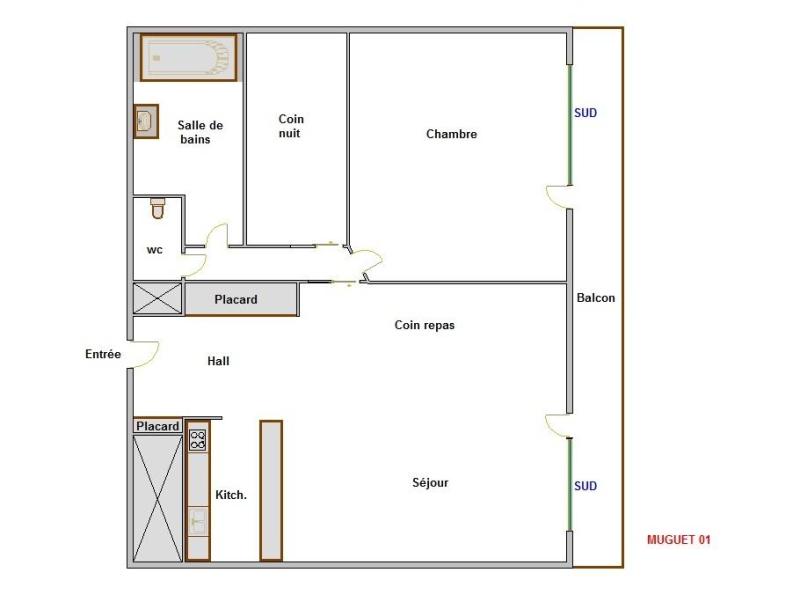 Urlaub in den Bergen 2-Zimmer-Berghütte für 6 Personen (01) - Résidence Muguet - La Clusaz - Plan