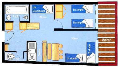 Urlaub in den Bergen 2-Zimmer-Appartment für 6 Personen (822) - Résidence Nova - Les Arcs - Plan