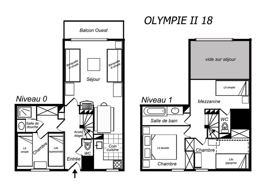 Urlaub in den Bergen Wohnung 4 Mezzanine Zimmer 10 Leute (18) - Résidence Olympie II - Méribel-Mottaret