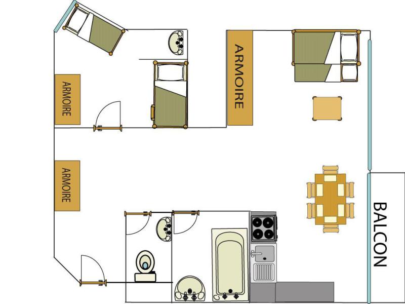 Vacances en montagne Appartement 2 pièces 6 personnes (610) - Résidence Palafour - Tignes - Plan