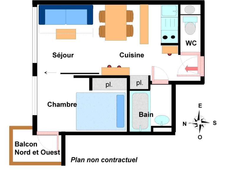 Vacanze in montagna Appartamento 2 stanze per 4 persone (B006) - Résidence Pied de Pistes - Val Cenis - Mappa