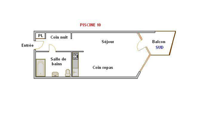 Holiday in mountain resort Studio 3 people (10) - Résidence Piscine - La Clusaz - Plan