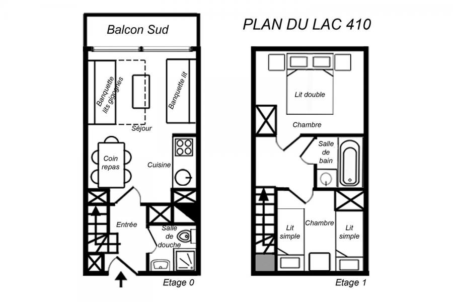 Vacances en montagne Appartement duplex 3 pièces 6 personnes (410) - Résidence Plan du Lac - Méribel-Mottaret - Plan