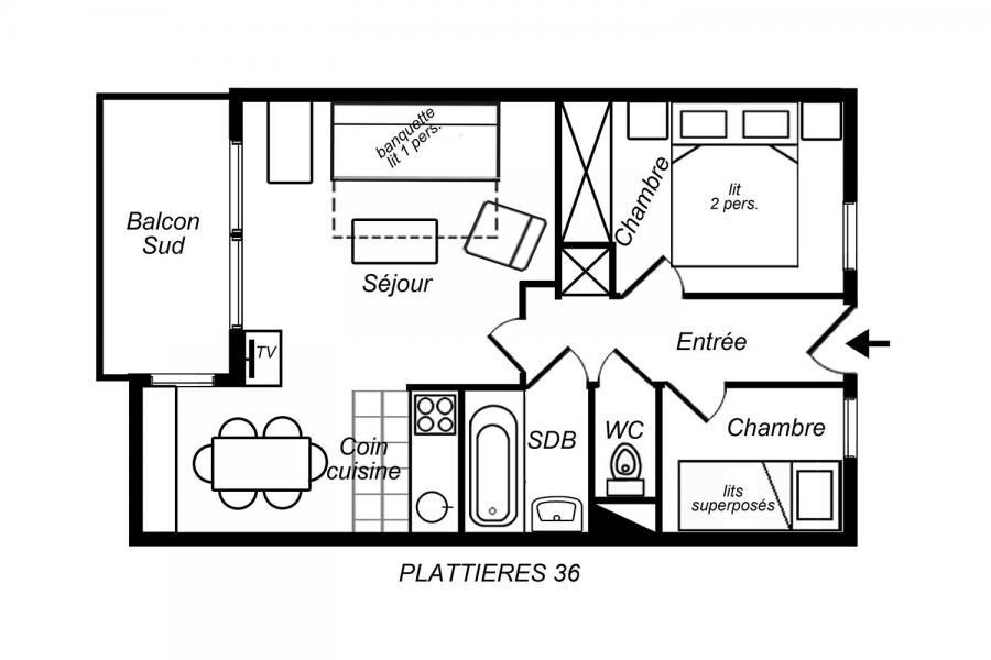 Vacances en montagne Appartement 3 pièces cabine 5 personnes (36) - Résidence Plattières - Méribel-Mottaret
