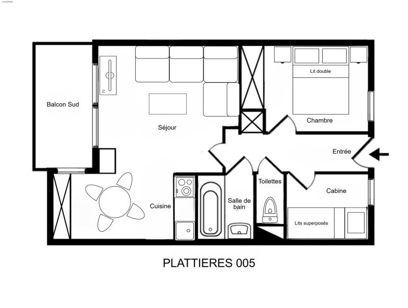 Wakacje w górach Apartament 2 pokojowy kabina 4 osób (005) - Résidence Plattières - Méribel-Mottaret