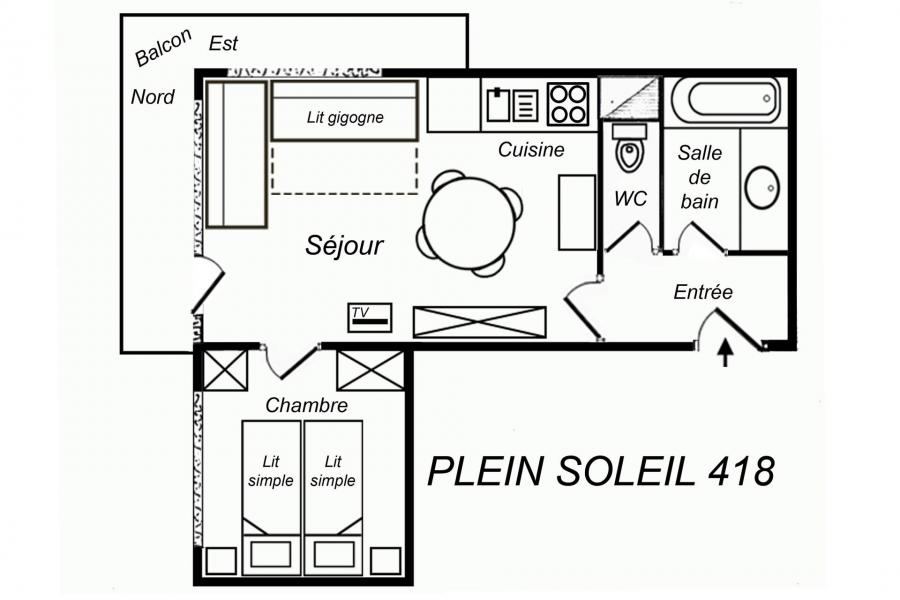 Vacances en montagne Appartement 2 pièces 4 personnes (418) - Résidence Plein Soleil - Méribel-Mottaret