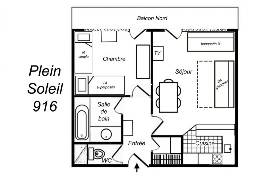 Holiday in mountain resort 2 room apartment 5 people (916) - Résidence Plein Soleil - Méribel-Mottaret