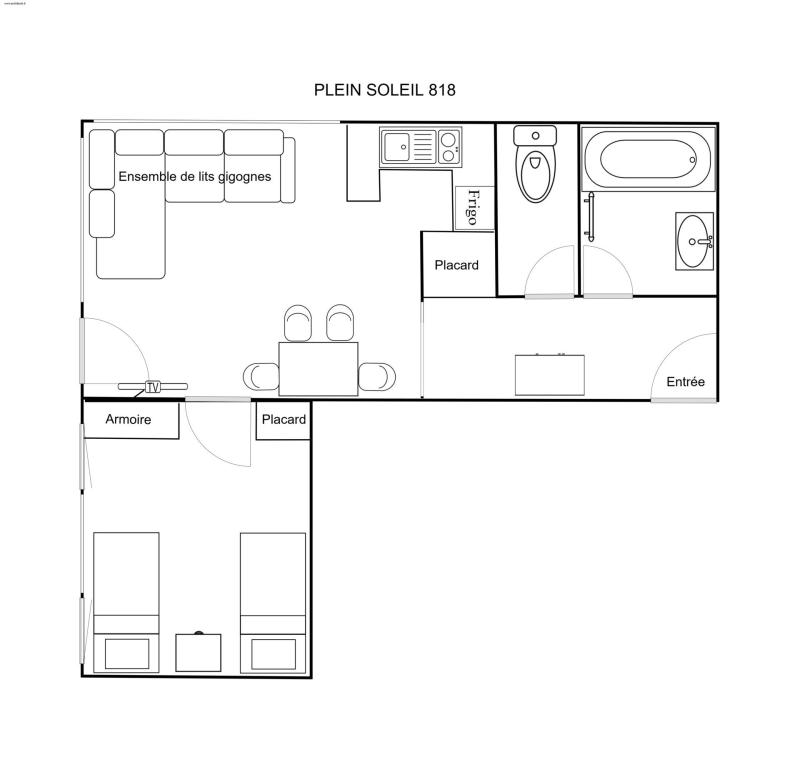 Vacaciones en montaña Apartamento 2 piezas para 4 personas (818) - Résidence Plein Soleil - Méribel-Mottaret - Plano