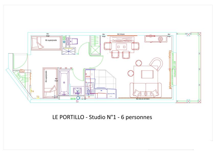 Vakantie in de bergen Studio bergnis 6 personen (P01) - Résidence Portillo - Gourette - Kaart