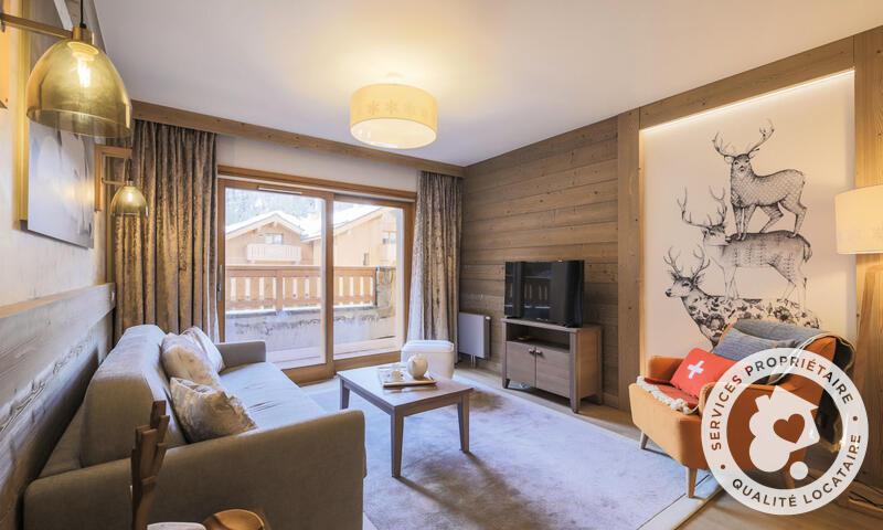 Vakantie in de bergen Appartement 3 kamers 6 personen (Prestige 70m²-1) - Résidence Premium l'Hévana - Maeva Home - Méribel - Woonkamer
