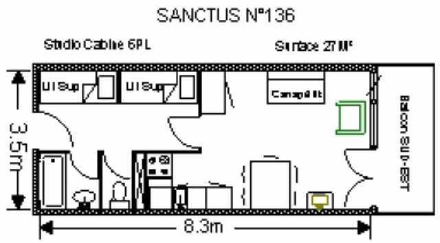 Vacances en montagne Studio 6 personnes (SAN136) - Résidence Sanctus - Gourette