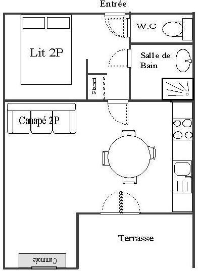 Vacances en montagne Studio coin montagne 4 personnes (STS4) - Résidence St Sébastien 2 - Aussois - Plan