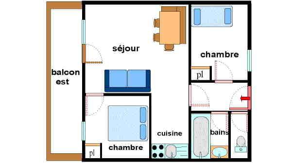 Vacanze in montagna Appartamento 3 stanze per 6 persone (07) - Résidence Valmonts - Val Cenis - Mappa