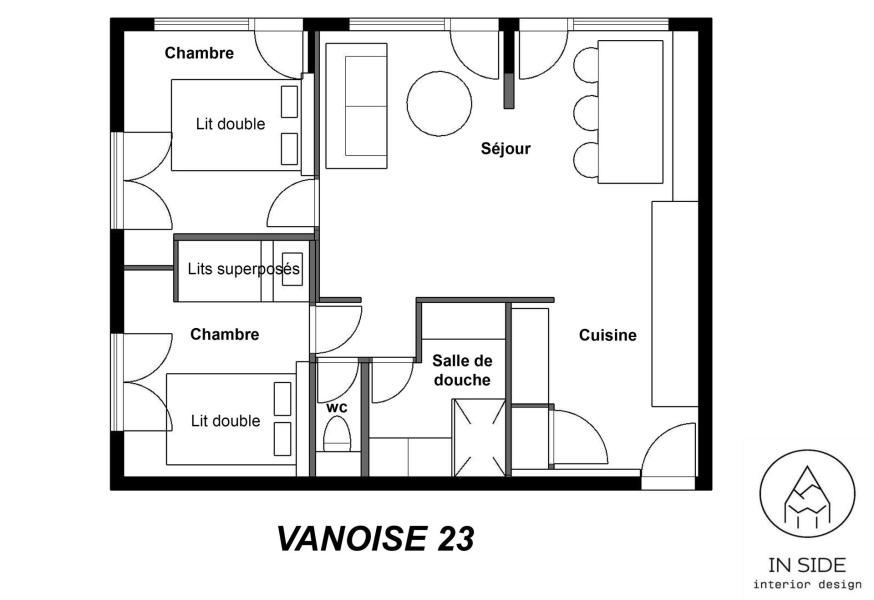 Holiday in mountain resort 3 room apartment 6 people (23) - Résidence Vanoise - Méribel-Mottaret - Plan