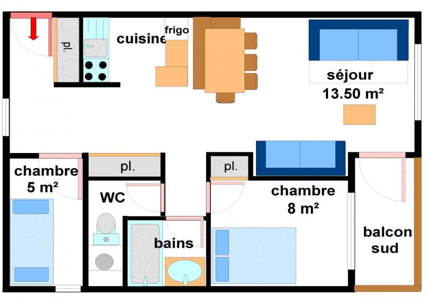 Vacances en montagne Appartement 3 pièces 7 personnes (A21) - Résidences du Quartier Napoléon - Val Cenis - Plan