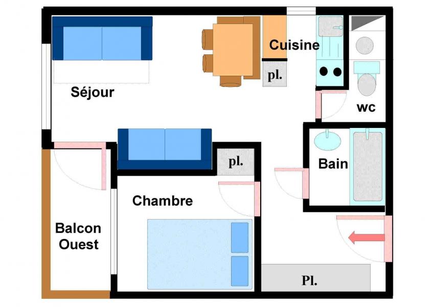 Vacances en montagne Appartement 2 pièces 5 personnes (034) - Résidences du Quartier Napoléon - Val Cenis - Plan