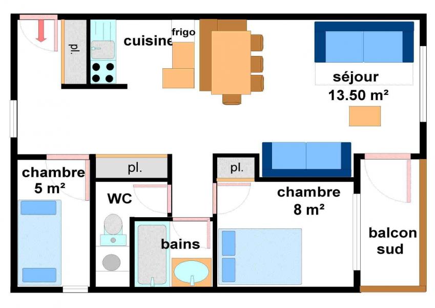 Vacances en montagne Appartement 3 pièces 7 personnes (A11) - Résidences du Quartier Napoléon - Val Cenis - Plan