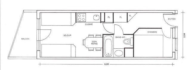 Holiday in mountain resort 2 room apartment 4 people (681-3306) - Saskia 3 - Avoriaz - Plan