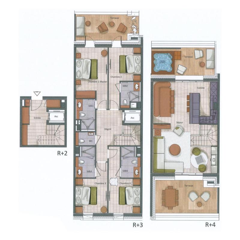 Wakacje w górach Apartament triplex 5 pokojowy 8 osób (S6) - Silverstone - Val d'Isère - Plan