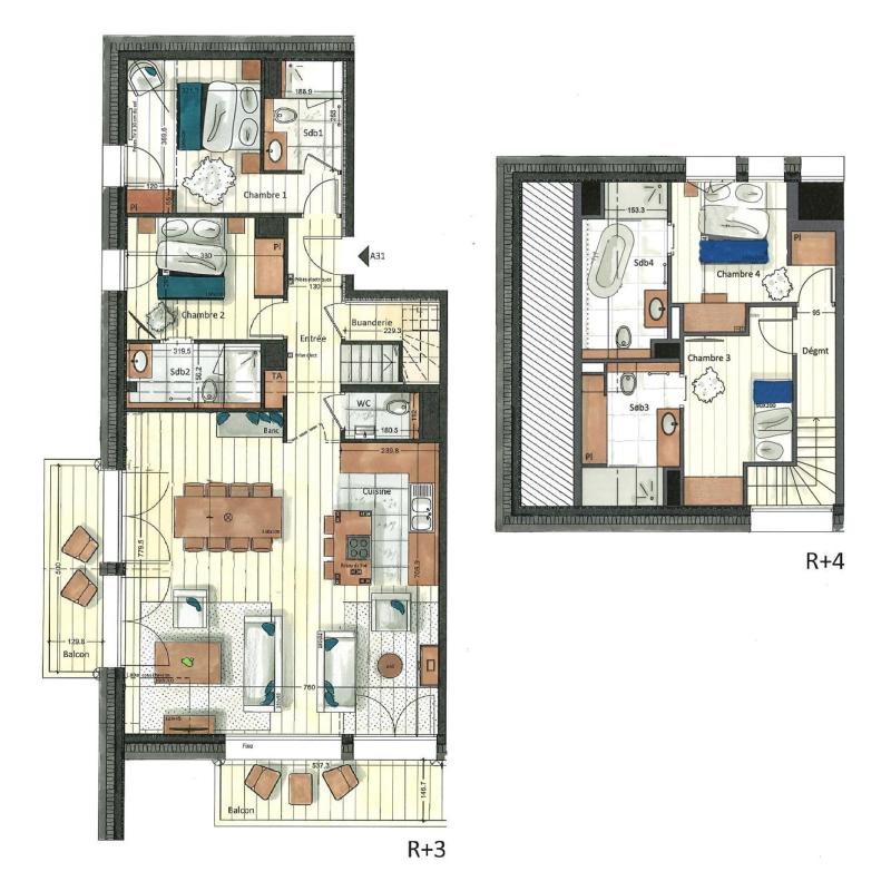 Vacanze in montagna Appartamento su due piani 5 stanze per 8 persone (A31) - Vail Lodge - Val d'Isère - Mappa