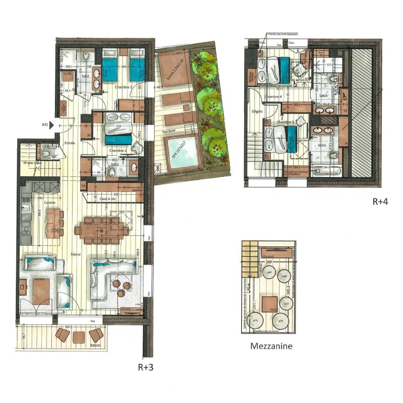 Vacances en montagne Appartement 4 pièces duplex cabine 8-10 personnes (A32) - Vail Lodge - Val d'Isère - Plan