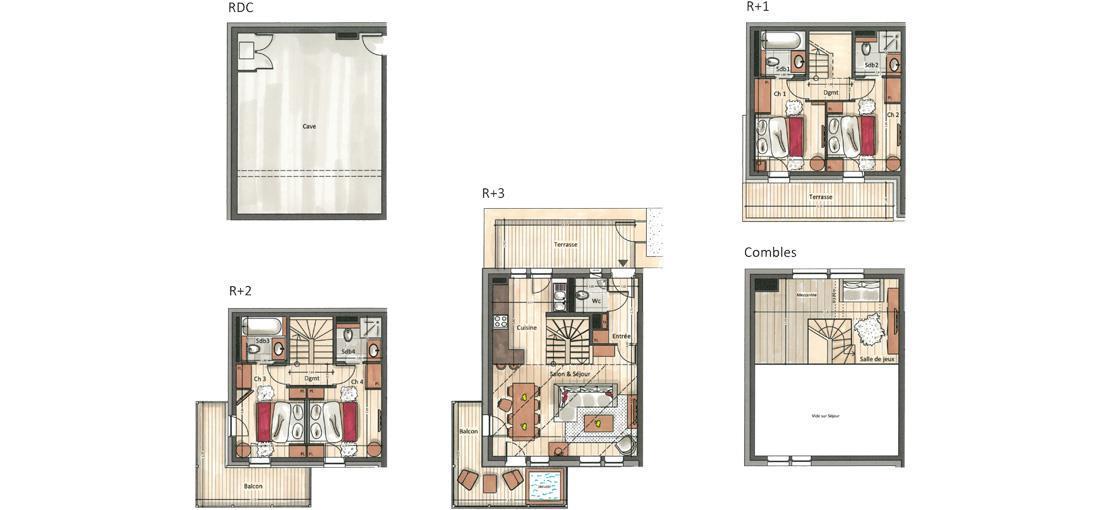 Vacaciones en montaña Chalet 5 piezas para 10 personas (YL1) - Yellowstone Lodge - La Tania - Plano