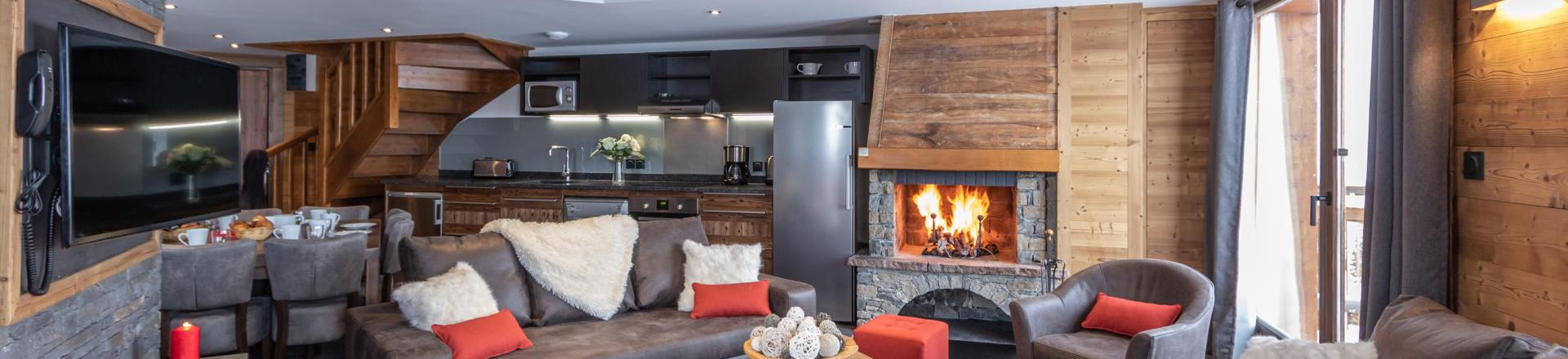 Holiday in mountain resort 6 room duplex apartment 10 people - Chalet Altitude - Val Thorens - Living room