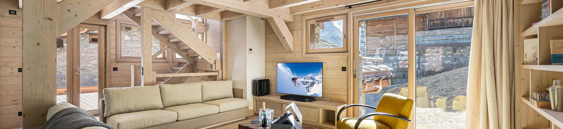 Holiday in mountain resort 6 room duplex chalet 11 people - Chalet Saint Joseph - Val d'Isère - Living room